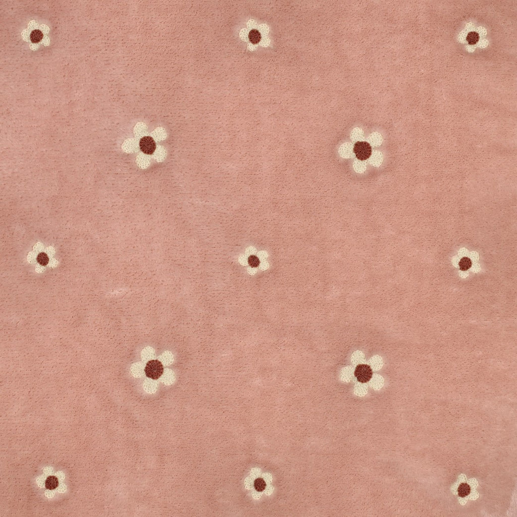 Polaire rose brodée fleurs
