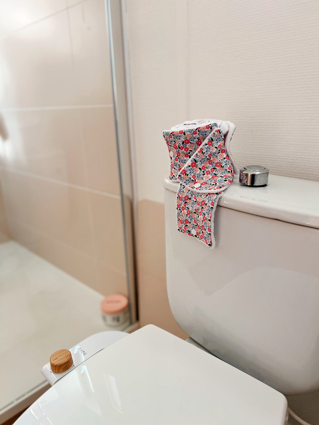 Rouleau de papier toilette lavable avec pressions (15 feuilles)