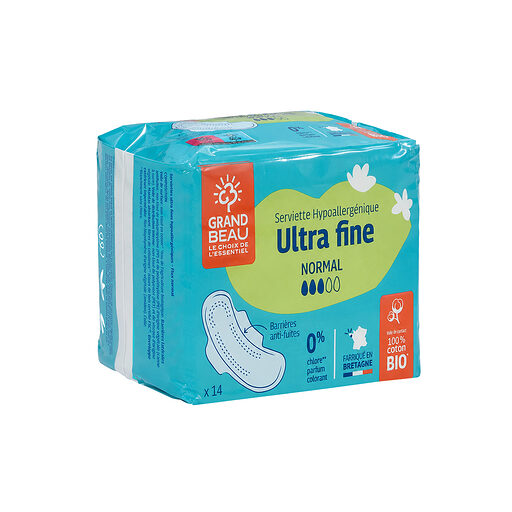 Lot 14 serviettes hygiéniques ultra normal - Droguerie écologique