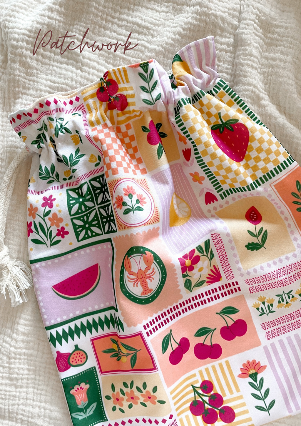 Sac à salade en tissu réutilisable