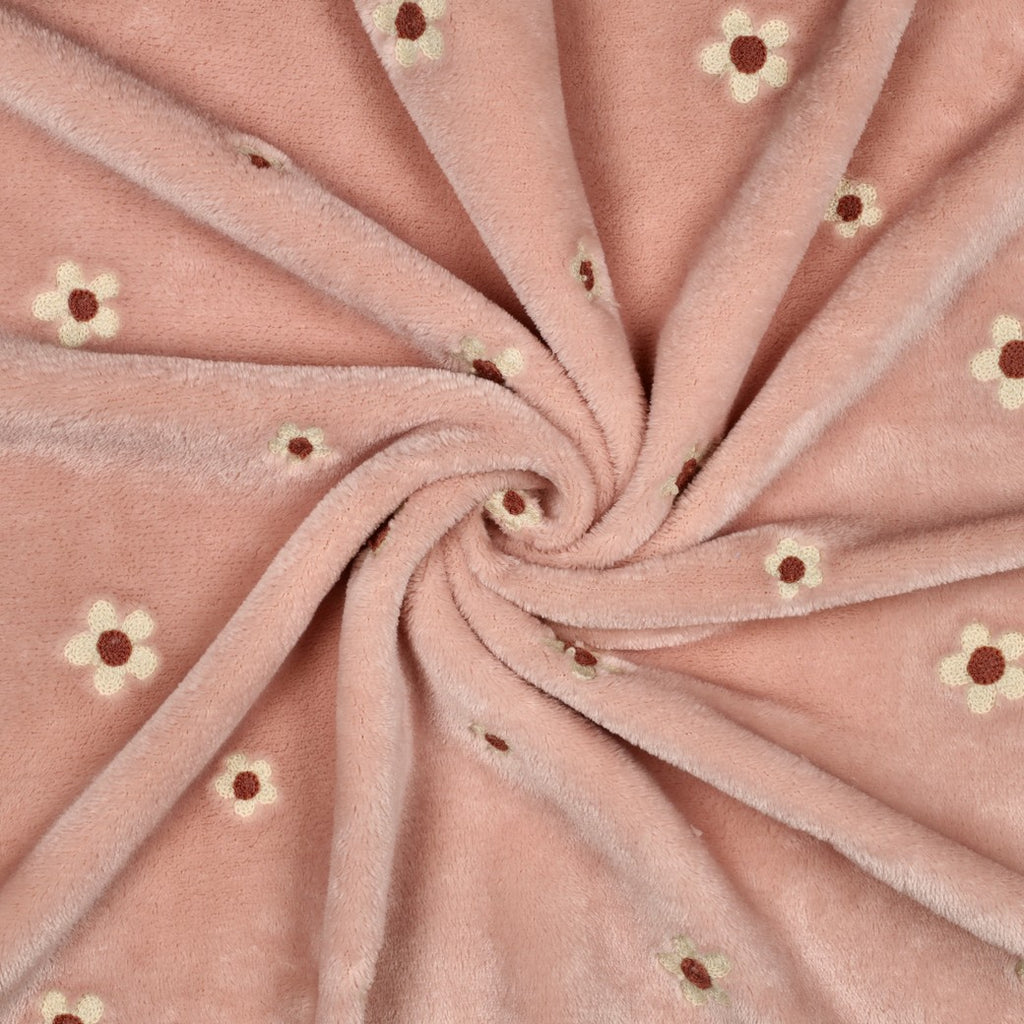 Polaire rose brodée fleurs