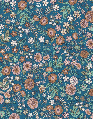 Coton imprimé Bertille bleu