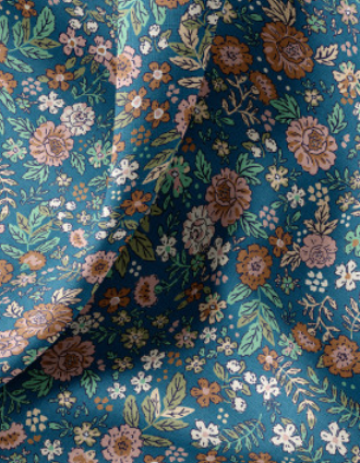 Coton imprimé Bertille bleu