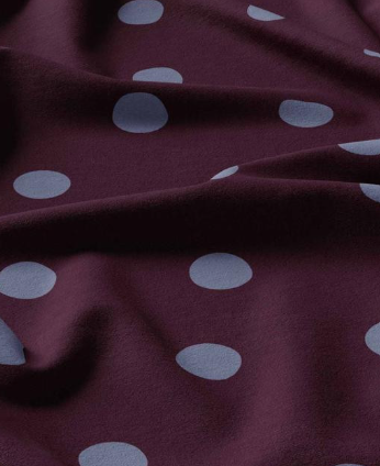 Viscose à pois aubergine/bleu