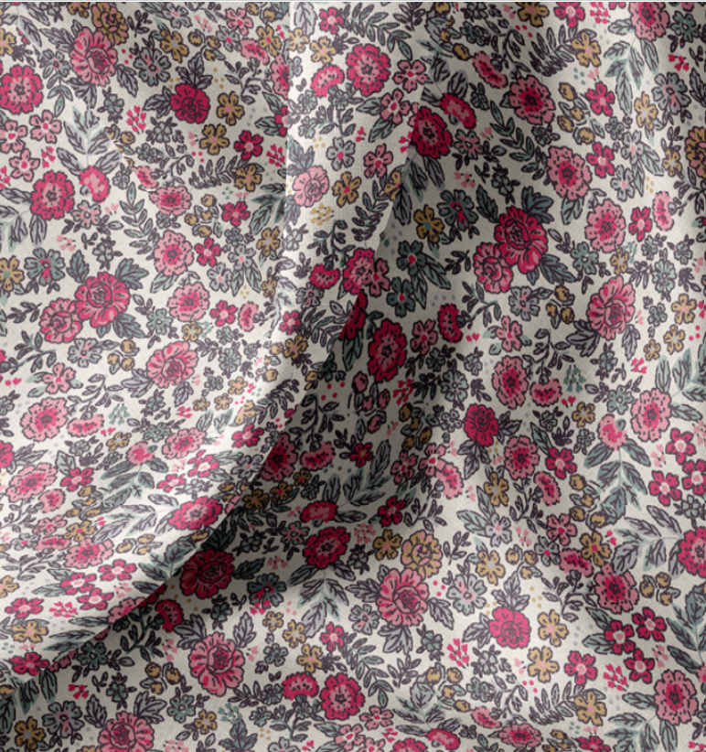 Coton imprimé Barbara rose
