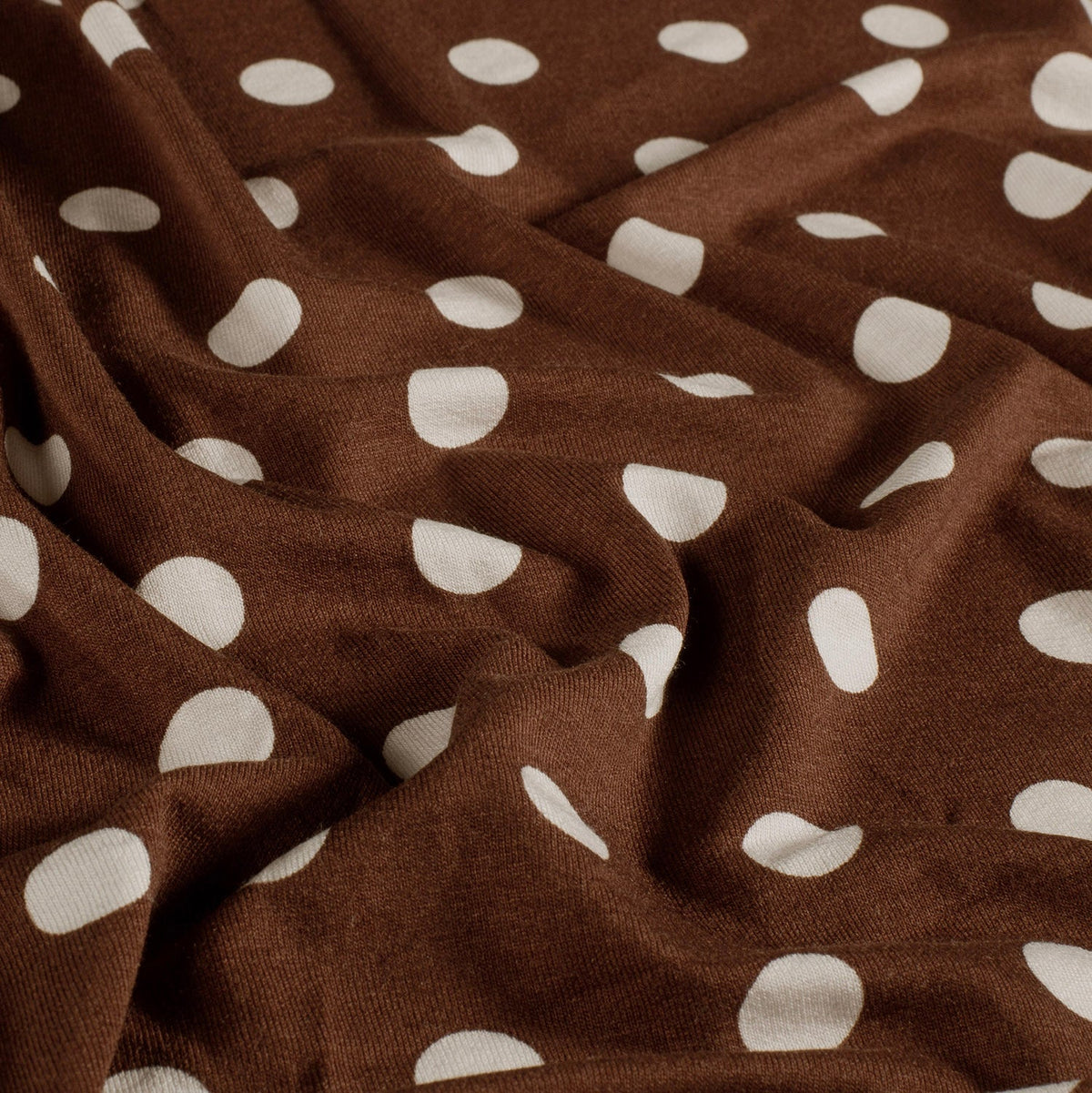 Viscose élasthanne marron à pois