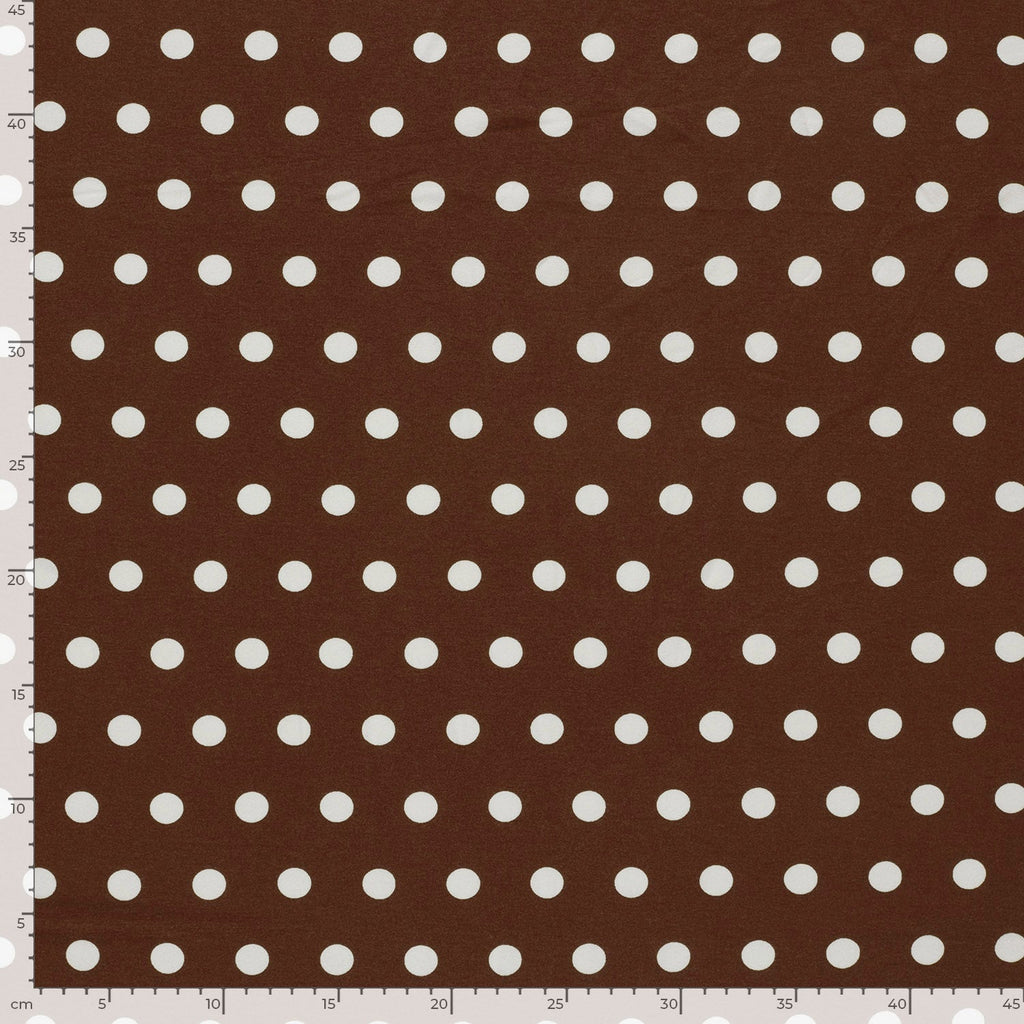 Viscose élasthanne marron à pois