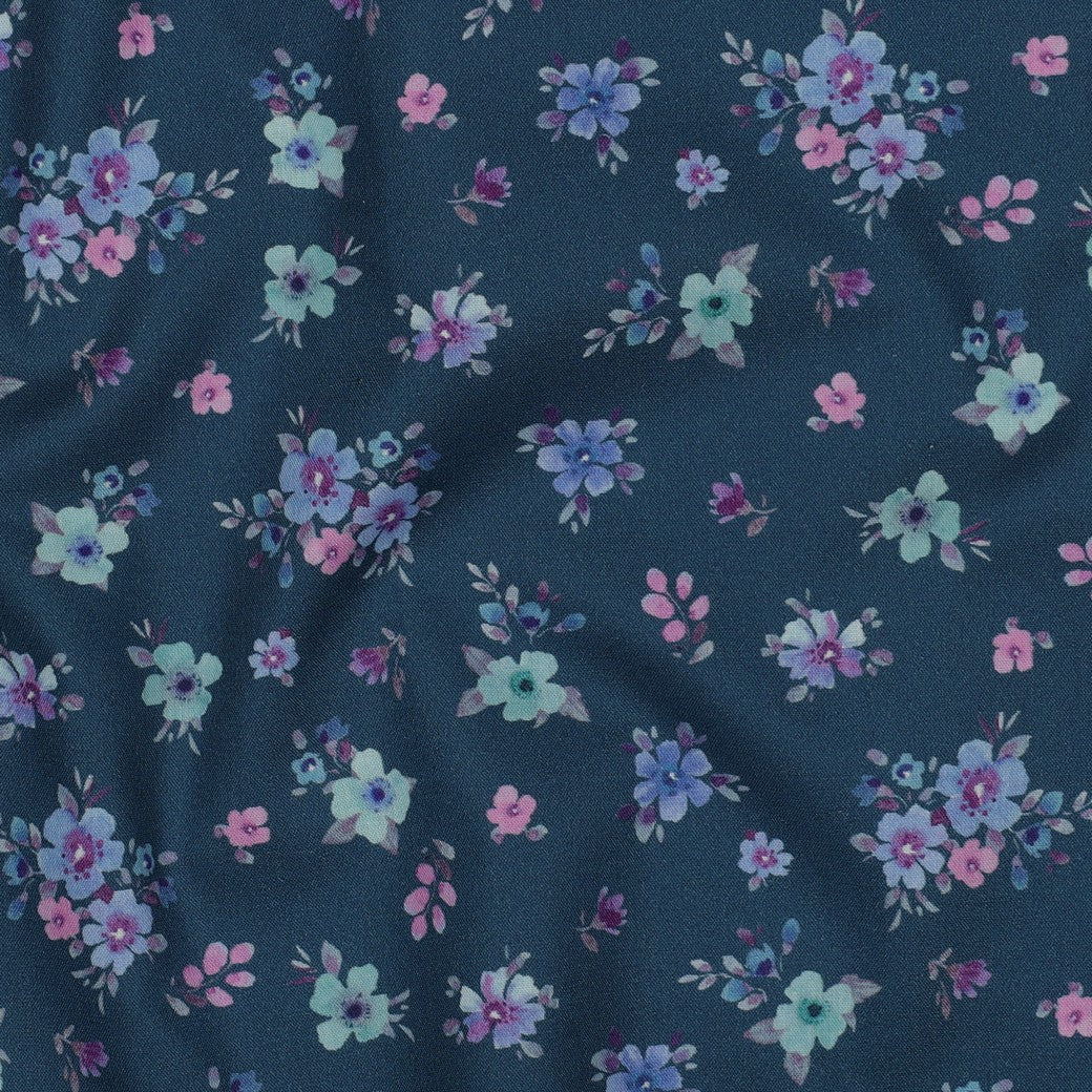 Popeline de coton bleue Pauline 2