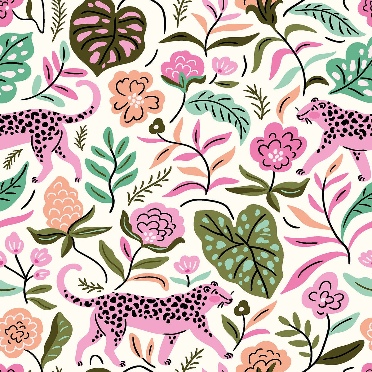 Tissu imperméable Panthère rose