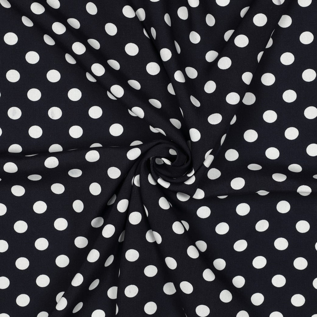 Viscose à pois bleu marine