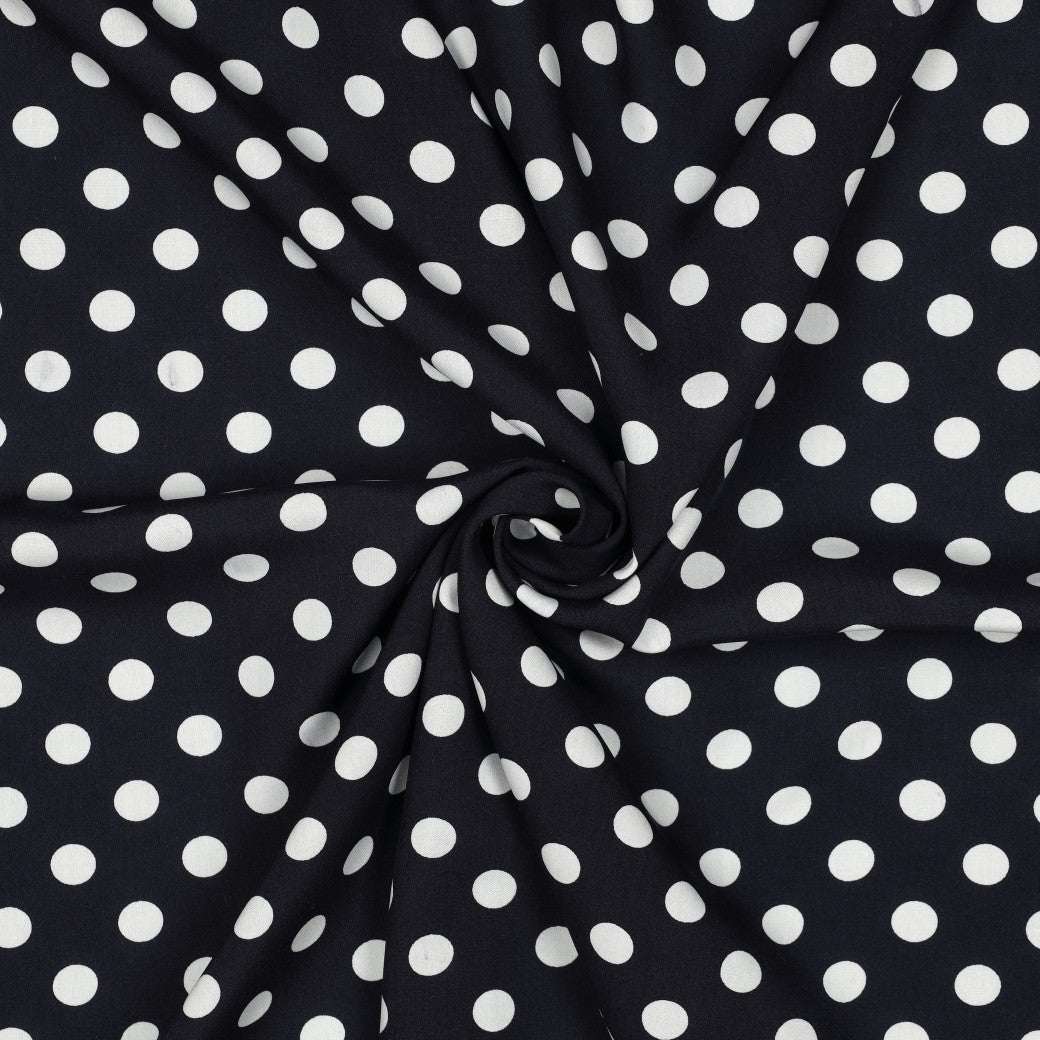 Viscose à pois bleu marine
