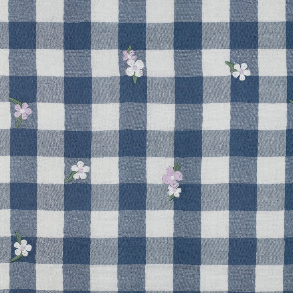 Double gaze vichy brodée fleurs