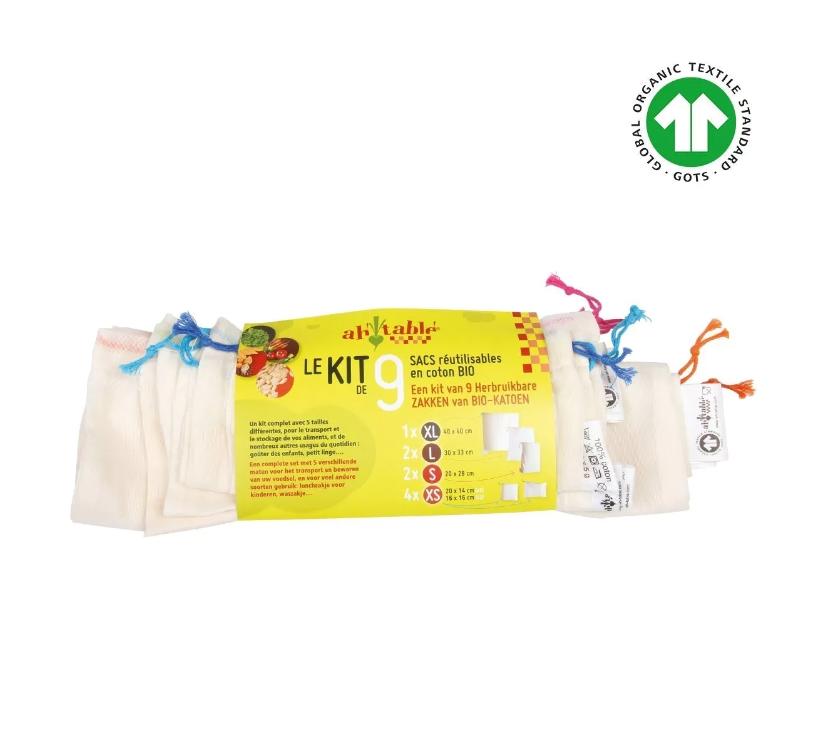 Assortiment 9 sacs vrac en coton bio - 1