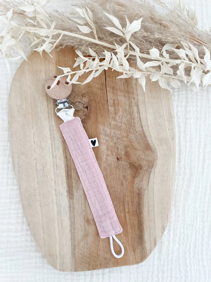Attache tétine - Atelier Wagram - Gaze rose