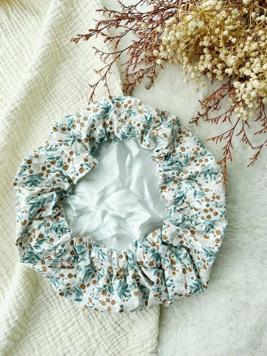 Bonnet de soin en soie - Blue spring