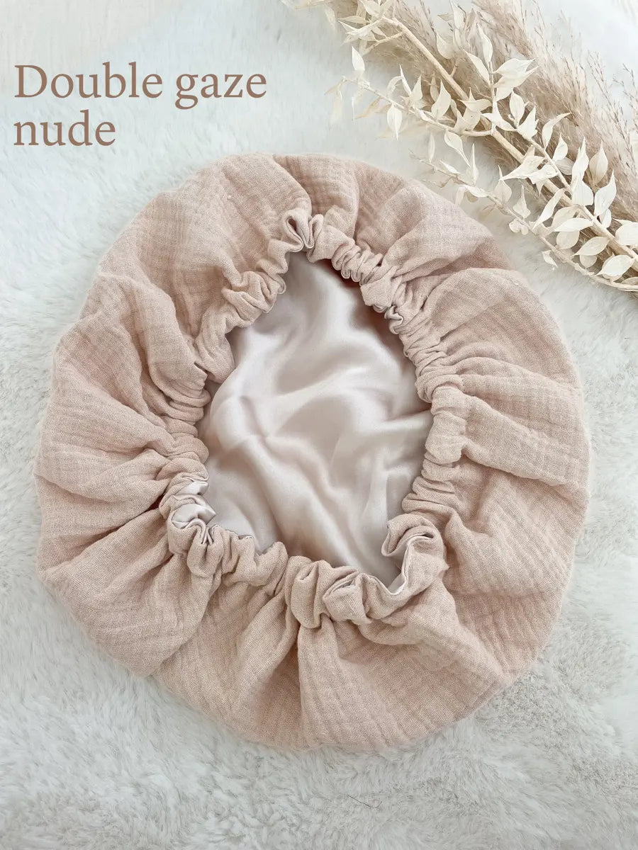 Bonnet de soin en soie - Double gaze nude