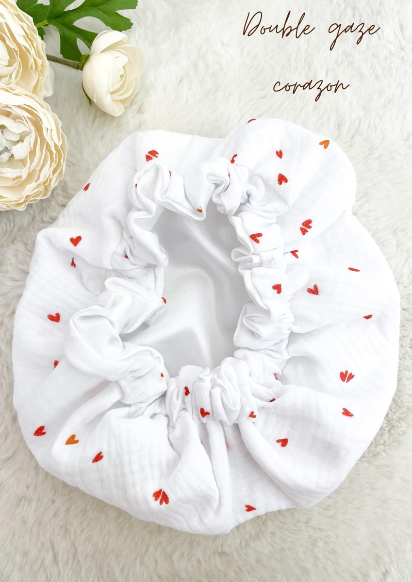 Bonnet de soin en satin - Double gaze Corazon