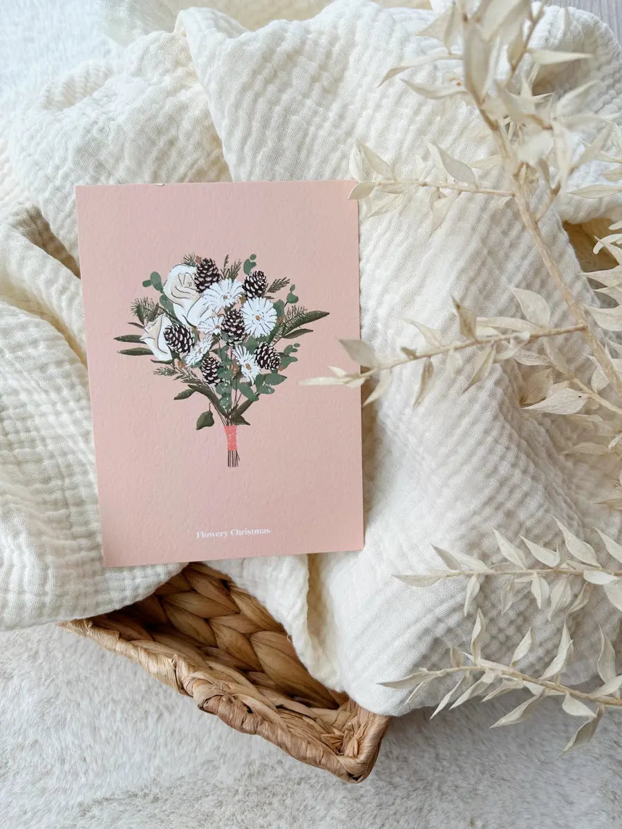 Carte de vœux à offrir ou à s'offrir - Hello Linon - Bouquet de fleur