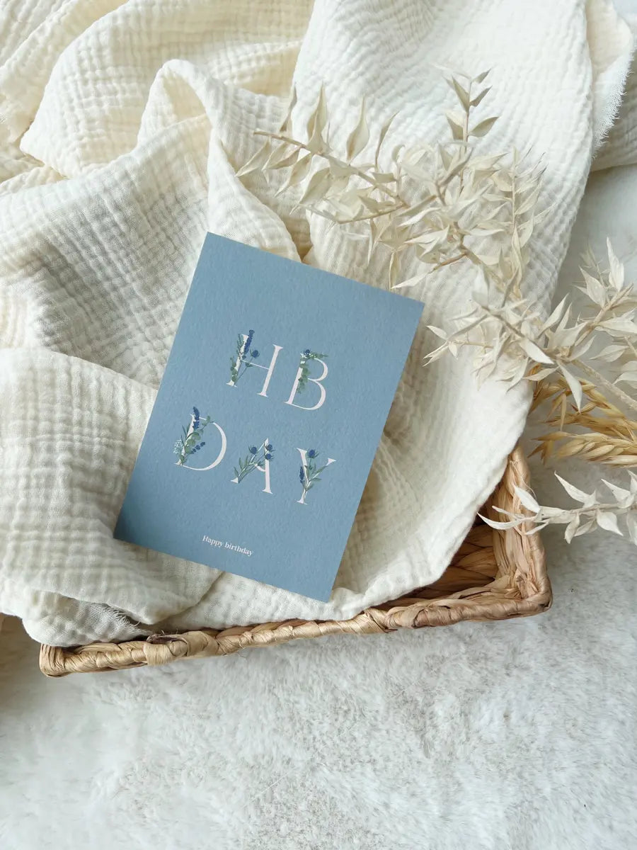 Carte de vœux à offrir ou à s'offrir - Hello Linon - Happy birthday (Bleu)
