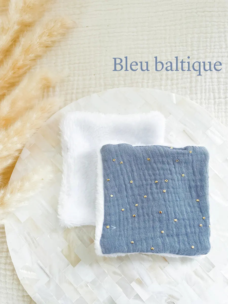 Coton lavable en tissu doudou - Bleu baltique