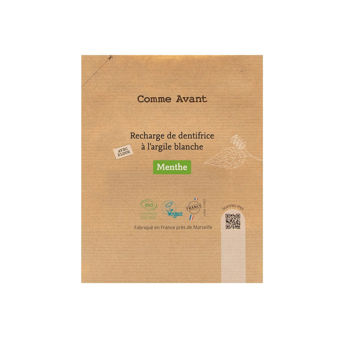 Dentifrice en pâte rechargeable à la menthe - Comme Avant - Recharge à la menthe