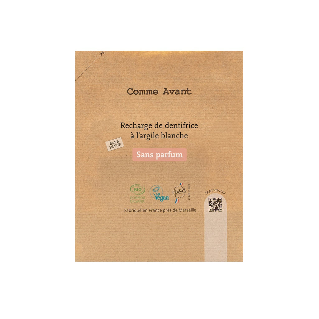 Dentifrice en pâte rechargeable sans parfum - Comme Avant - Recharge sans parfum