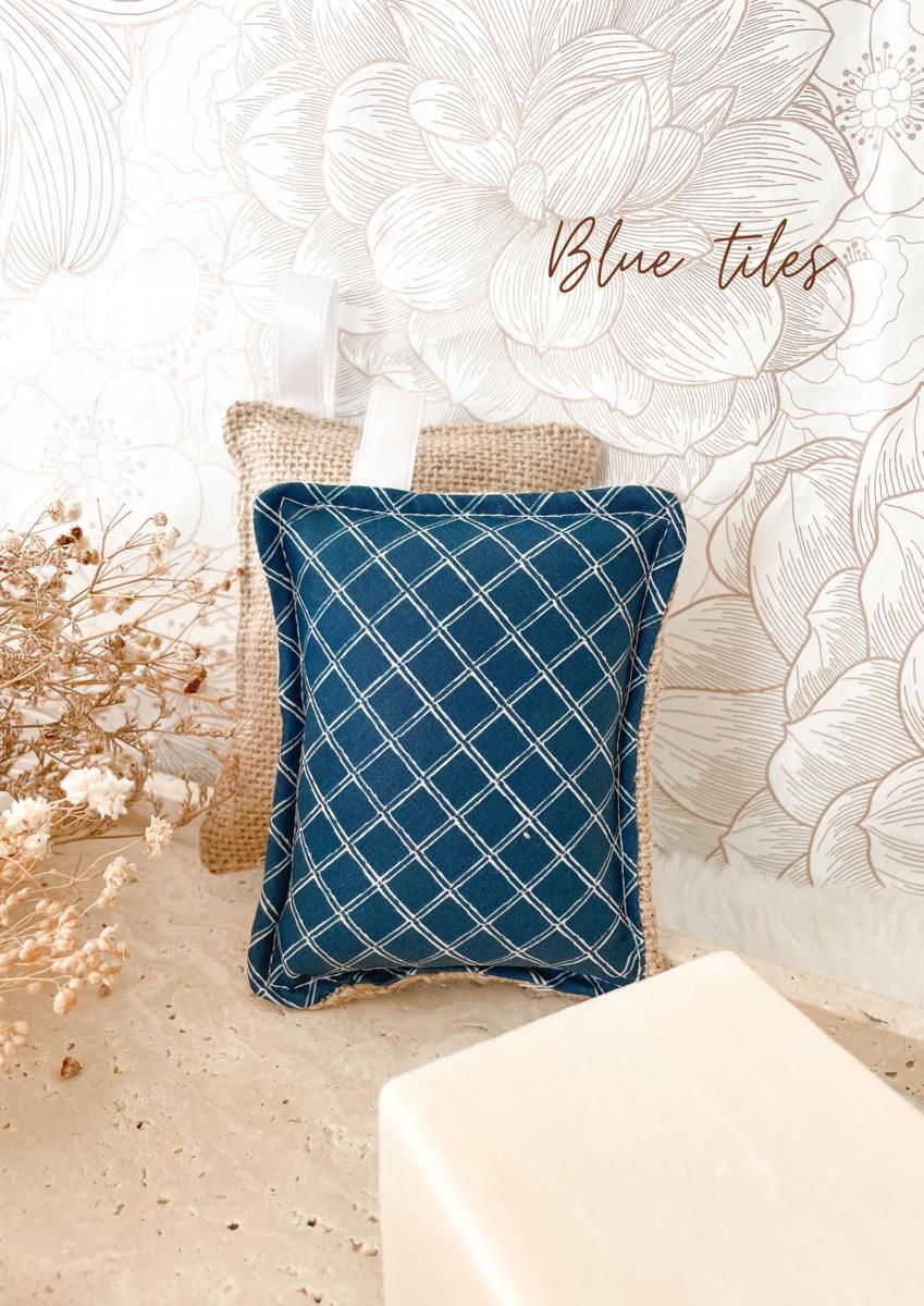 Eponge lavable TOILE DE JUTE - Blue tiles