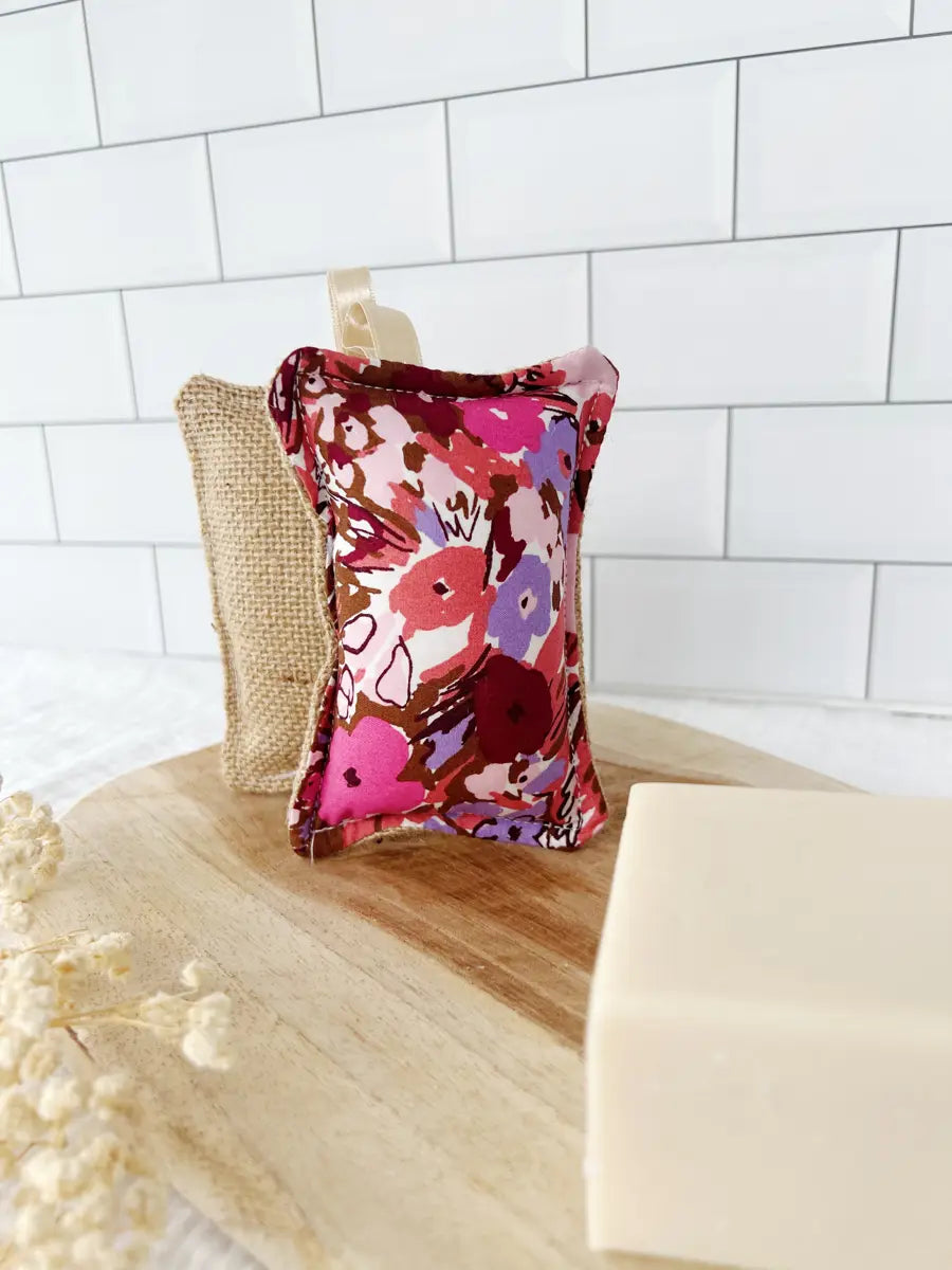 Eponge lavable TOILE DE JUTE - Brown flowers