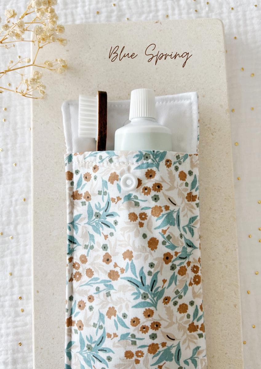 Etui imperméable pour brosse à dent et dentifrice / pochette à couvert - Blue spring