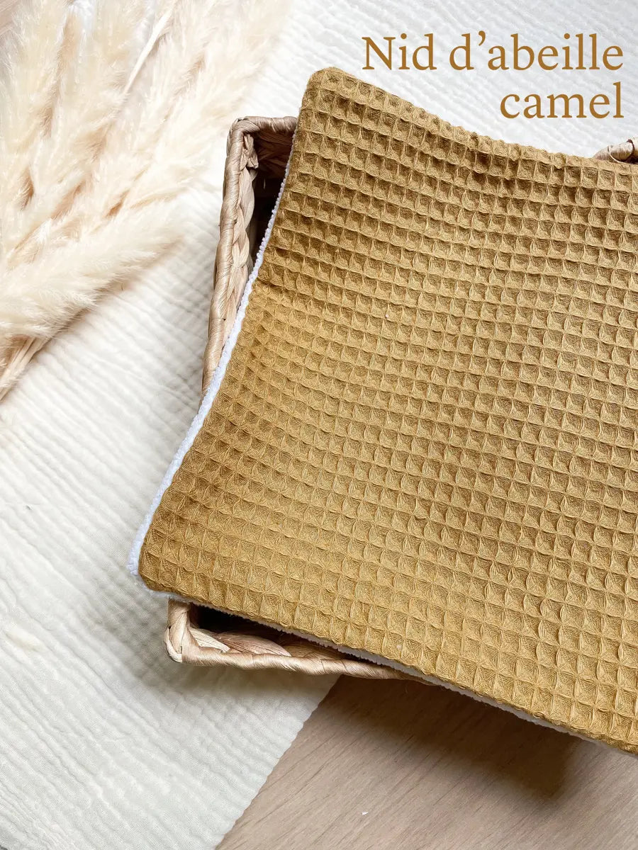 Feuille essuie-tout lavable microfibre (sans pressions) - Nid d'abeille camel