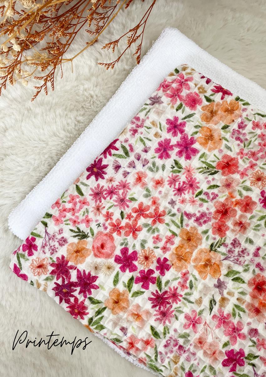 Feuille essuie-tout lavable microfibre (sans pressions) - Nid d’abeille printemps