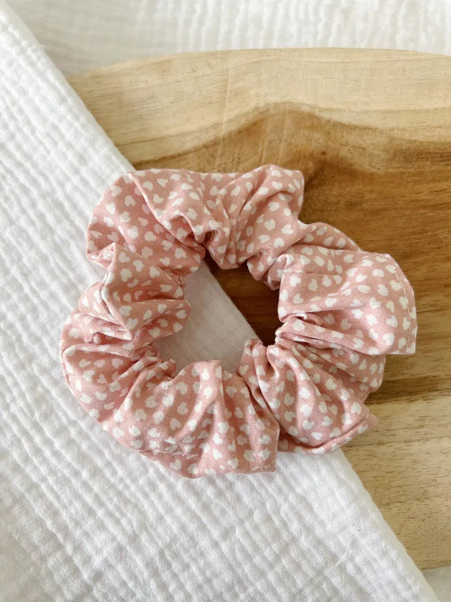 Chouchou coton imprimé - Rose