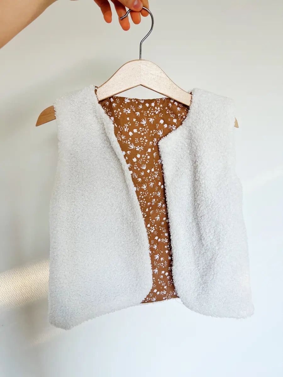 Gilet berger enfant bouclette écrue - 3-4 ans / Yellow Flowers