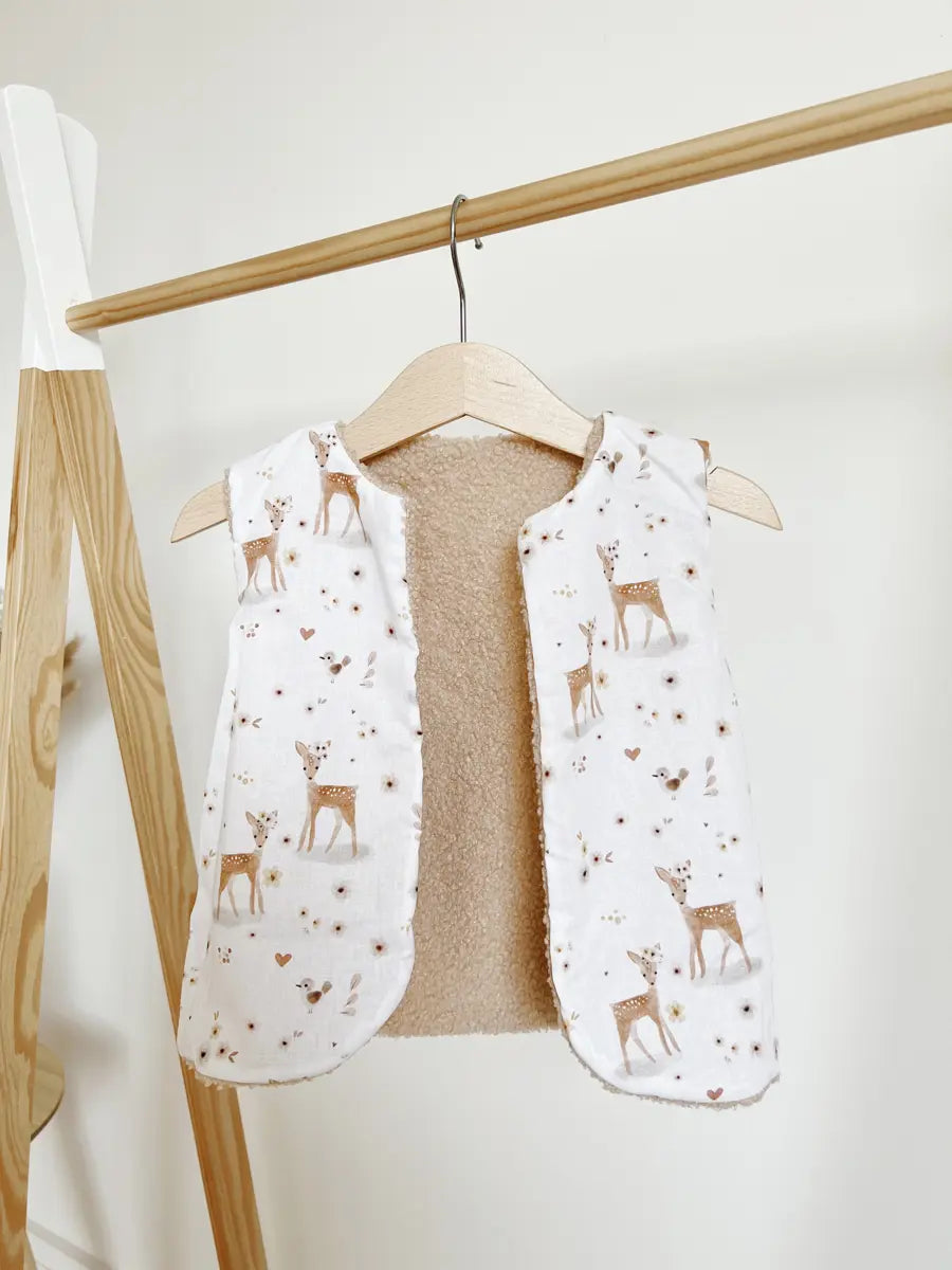 Gilet berger enfant bouclette marron - 1