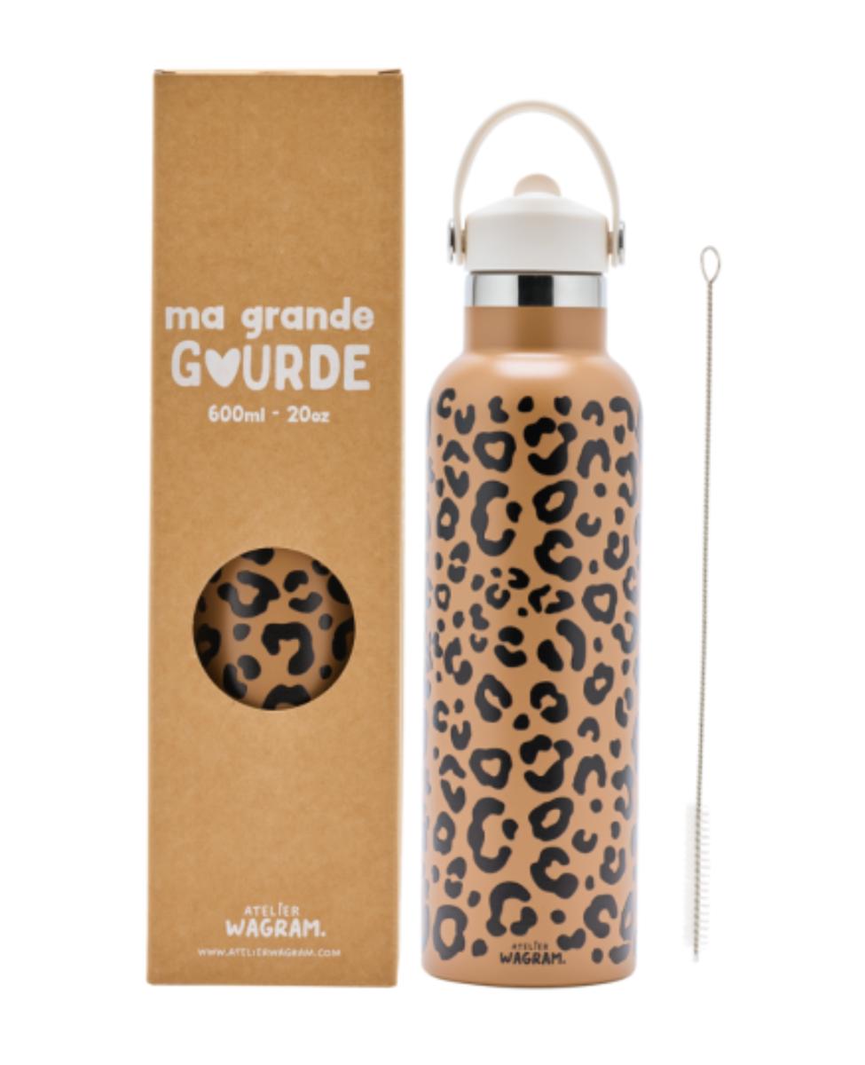 Gourde acier inoxydable 600ml - Atelier Wagram - Léopard marron