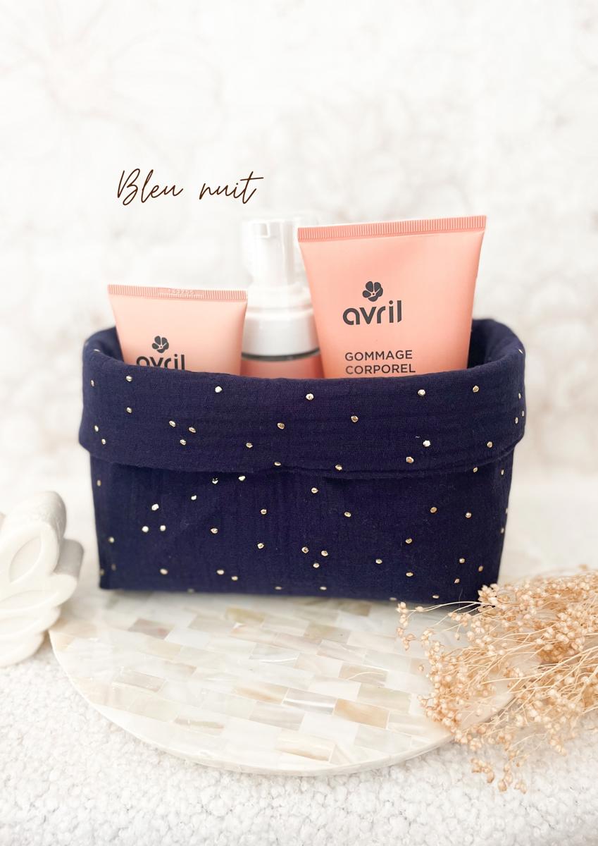 Grande panière en double gaze - Bleu nuit