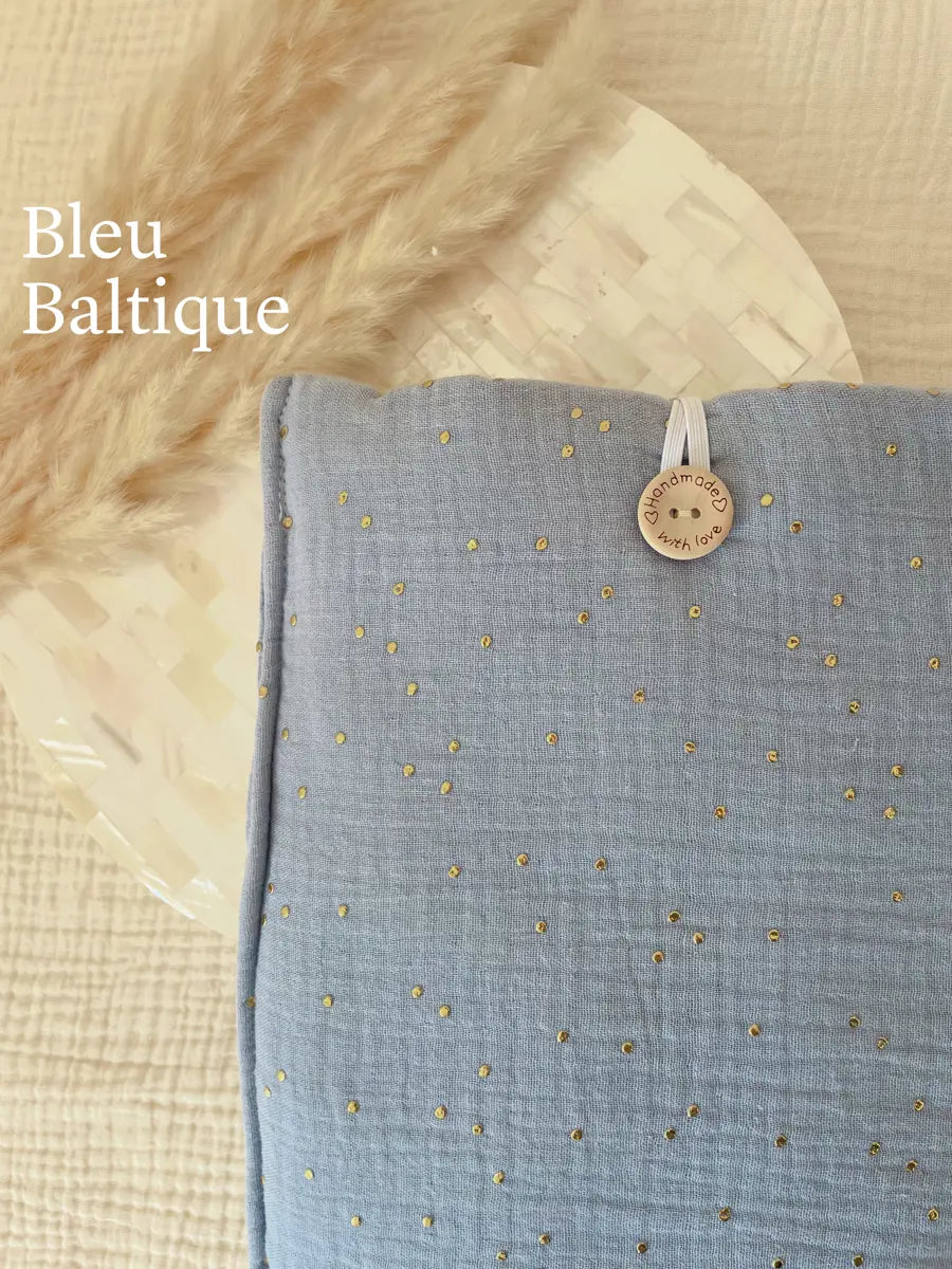Grande pochette à livre ou tablette - Bleu baltique