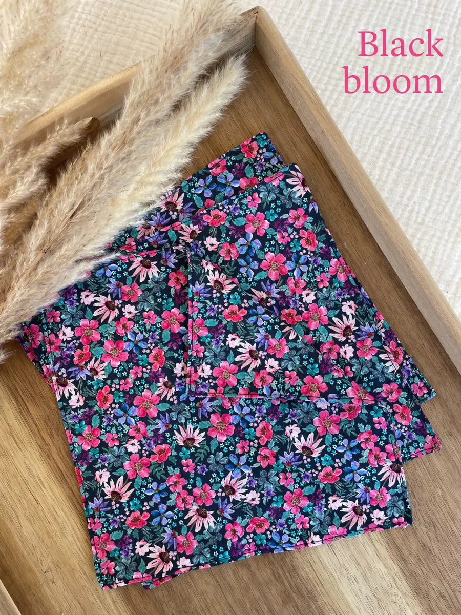 Lot de 3 mouchoirs en tissu lavable - Black bloom
