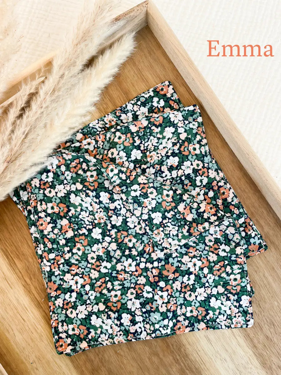 Lot de 3 mouchoirs en tissu lavable - Emma