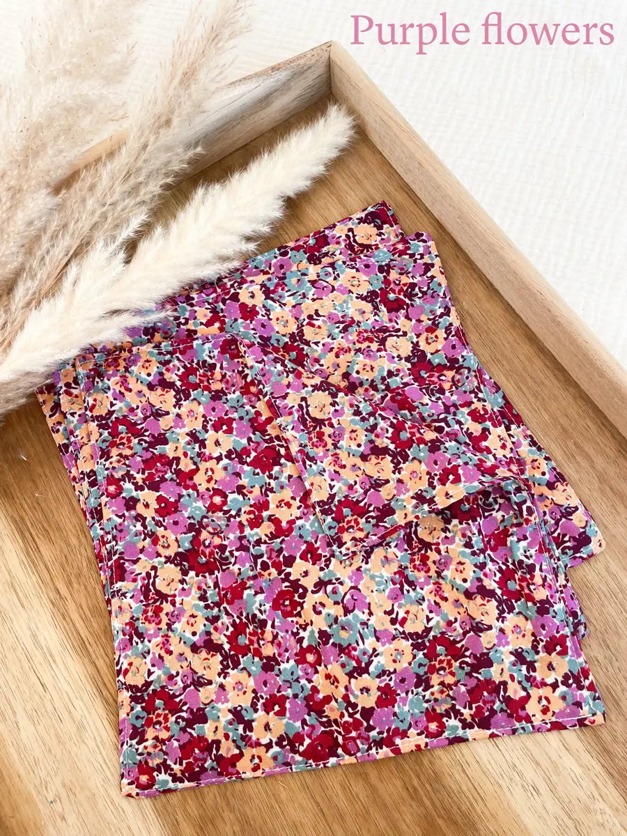 Lot de 3 mouchoirs en tissu lavable - Purple flowers