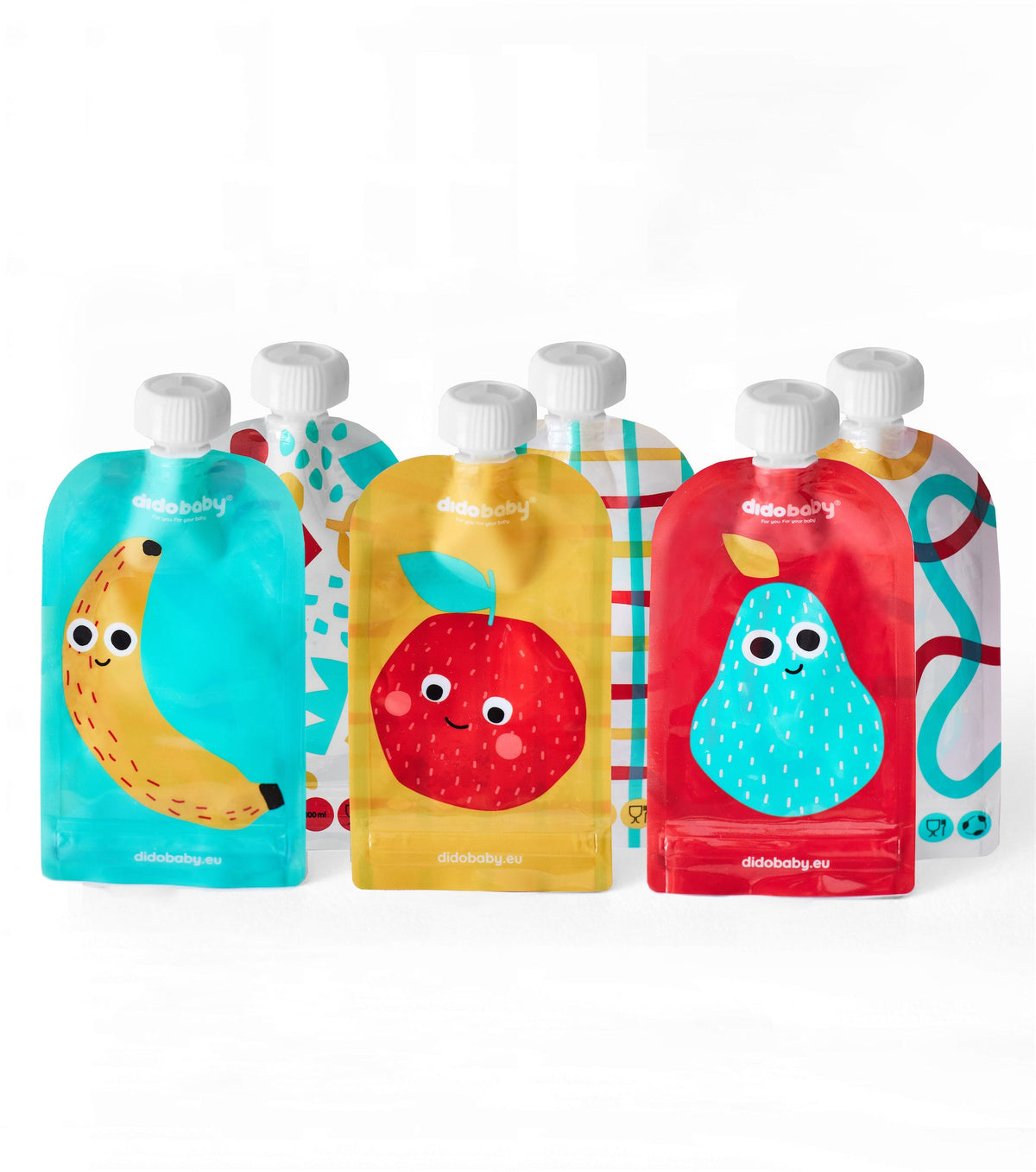 Lot de 6 gourdes réutilisables pour compote - Kinder republik - Fruits