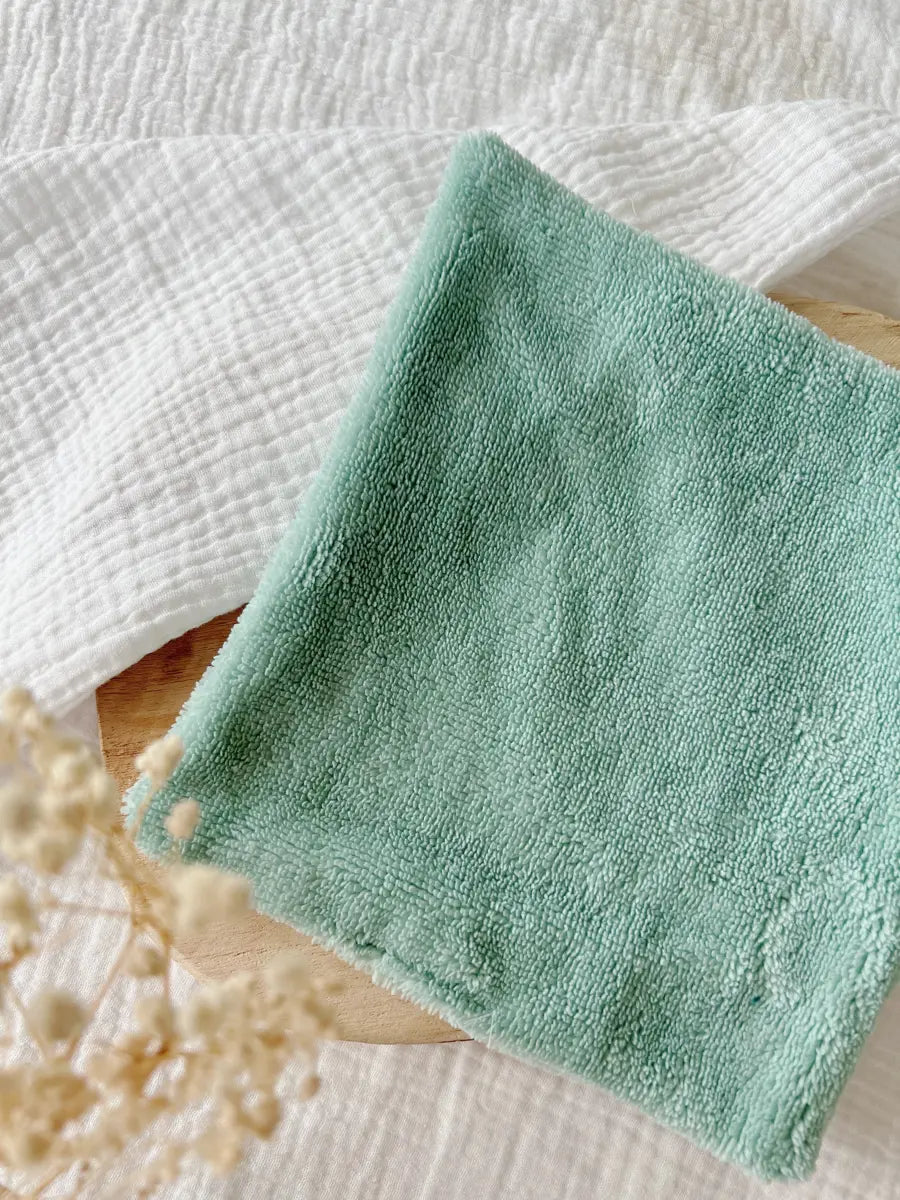 Mini serviette visage double face - Vert d’eau