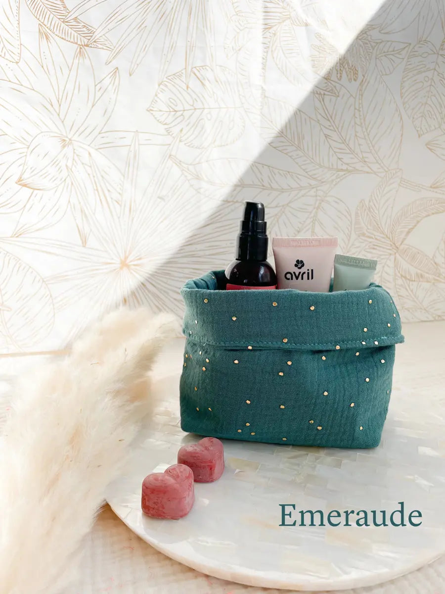 Petite panière en double gaze - Emeraude