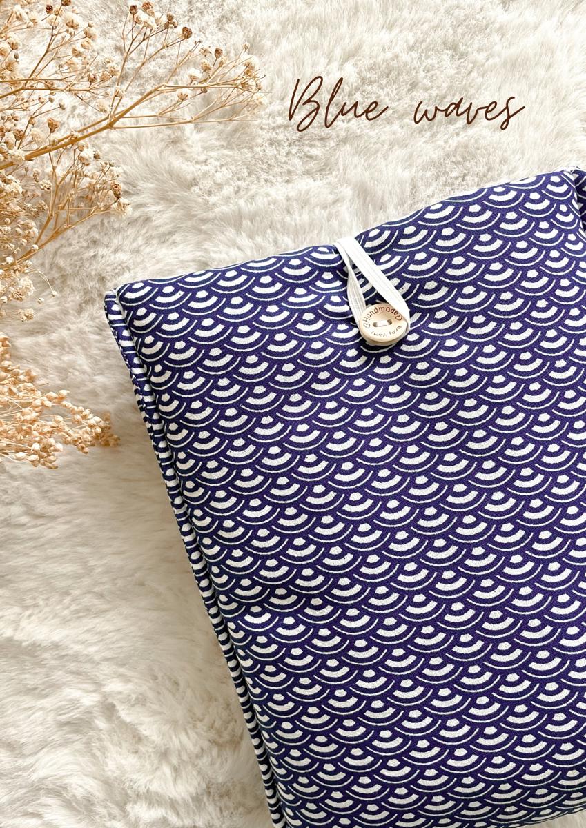 Pochette en tissu pour livre de poche - Pochette pour livre ou liseuse - Blue waves