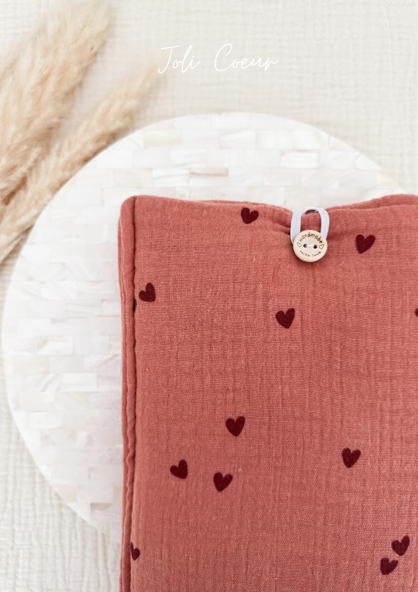 Pochette en tissu pour livre de poche - Pochette pour livre ou liseuse - Joli cœur