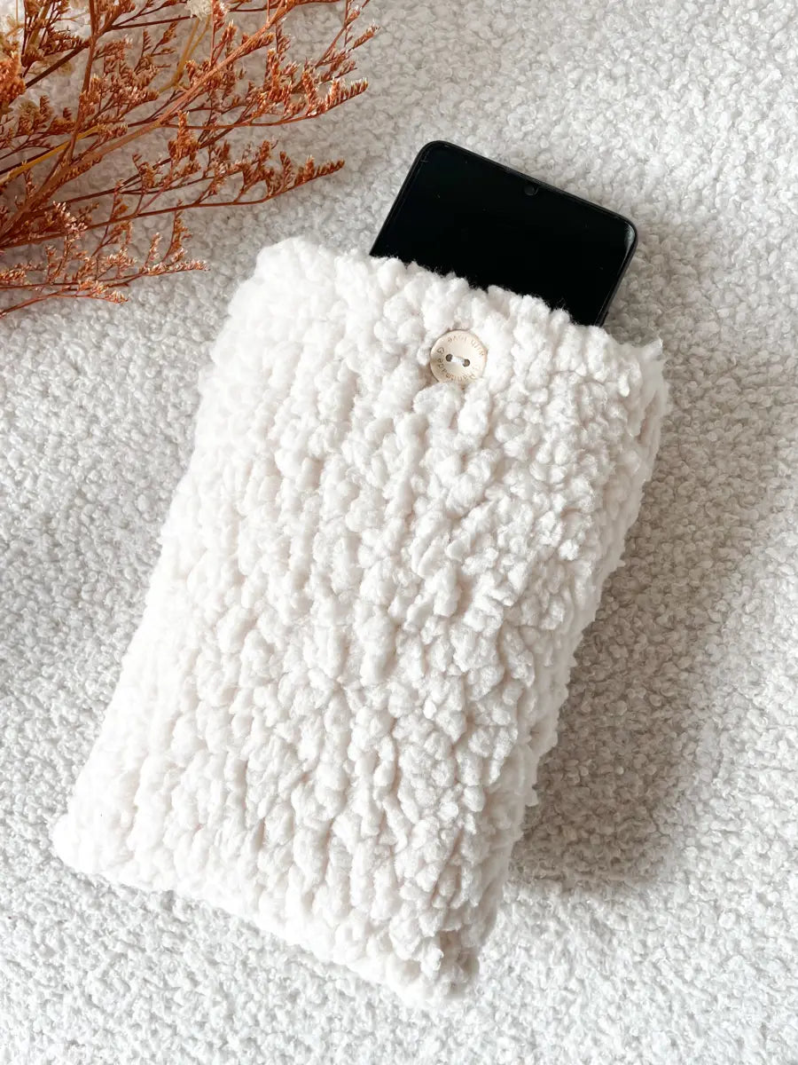 Pochette moumoute pour téléphone portable (max 8.5 cm de largeur) - Moumoute écru