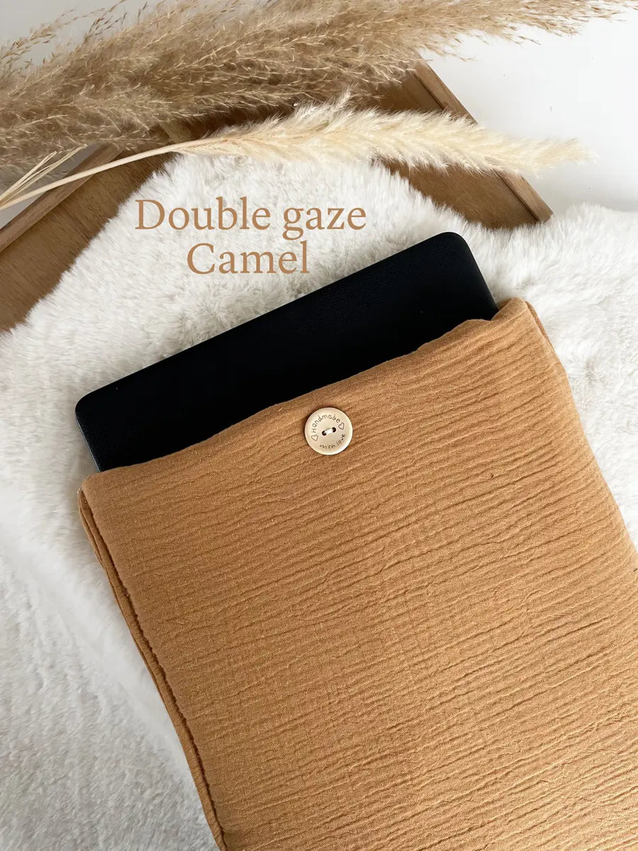Pochette pour ordinateurs (max 17" pouces) - Double gaze camel