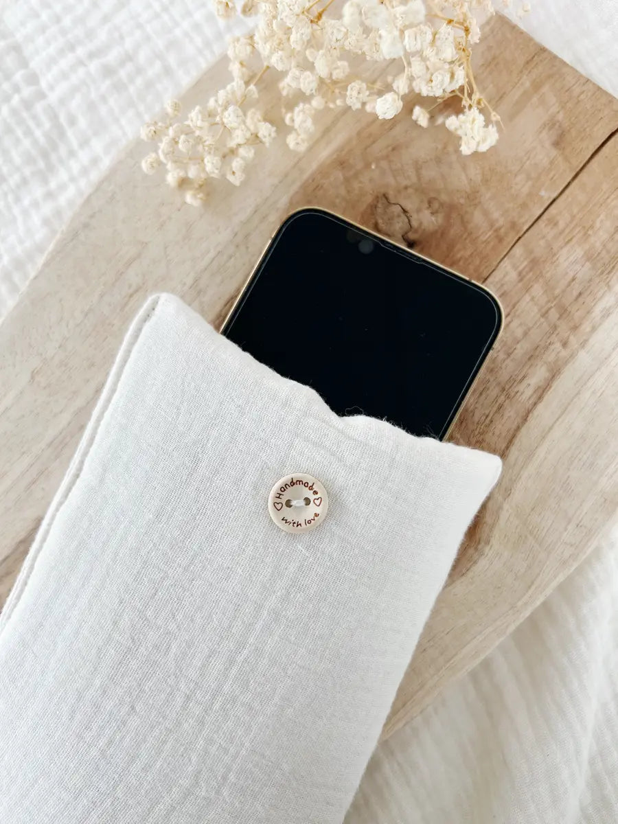 Pochette pour téléphone portable (max. 8,5cm de largeur) - Double gaze écrue