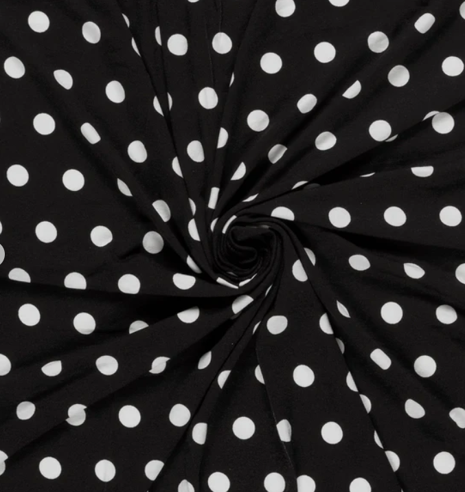 Viscose élasthanne noire à pois