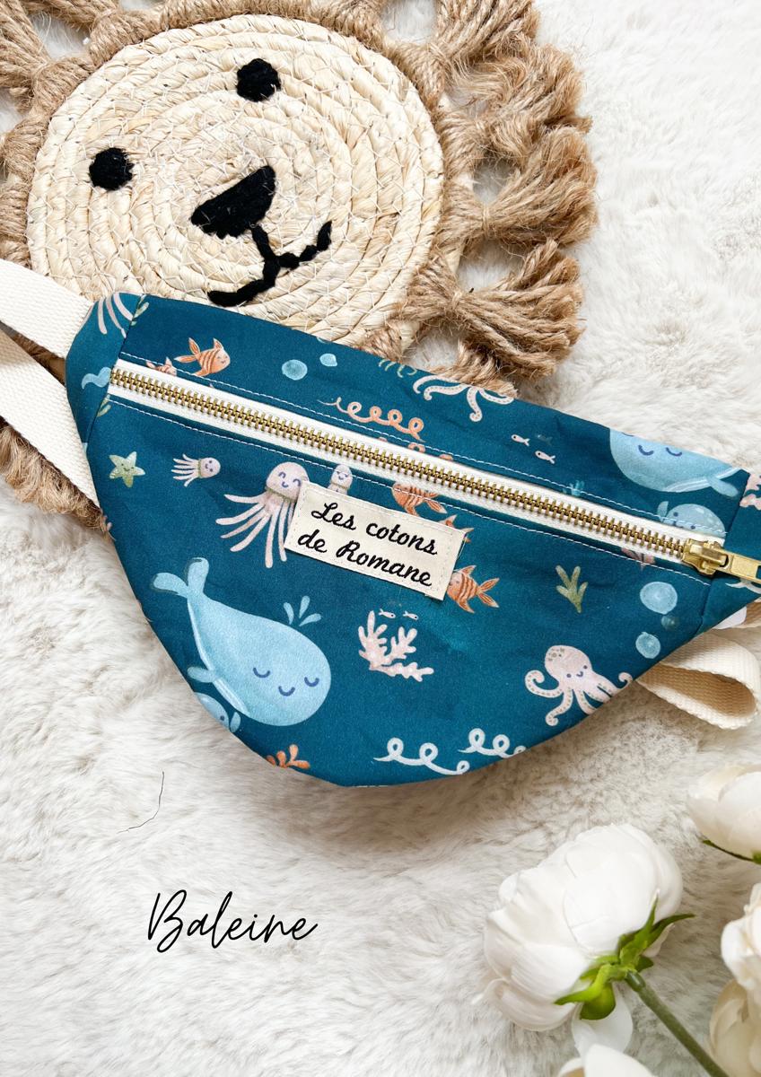 Sac banane enfants - Les cotons de Romane - Baleine